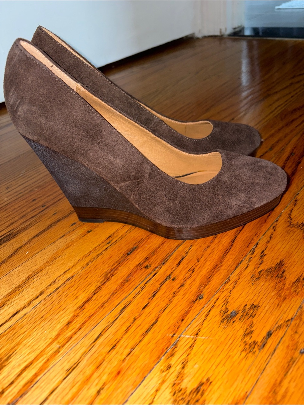 Michael Kors Dark Brown Suede Wedges - Picture 2 of 5